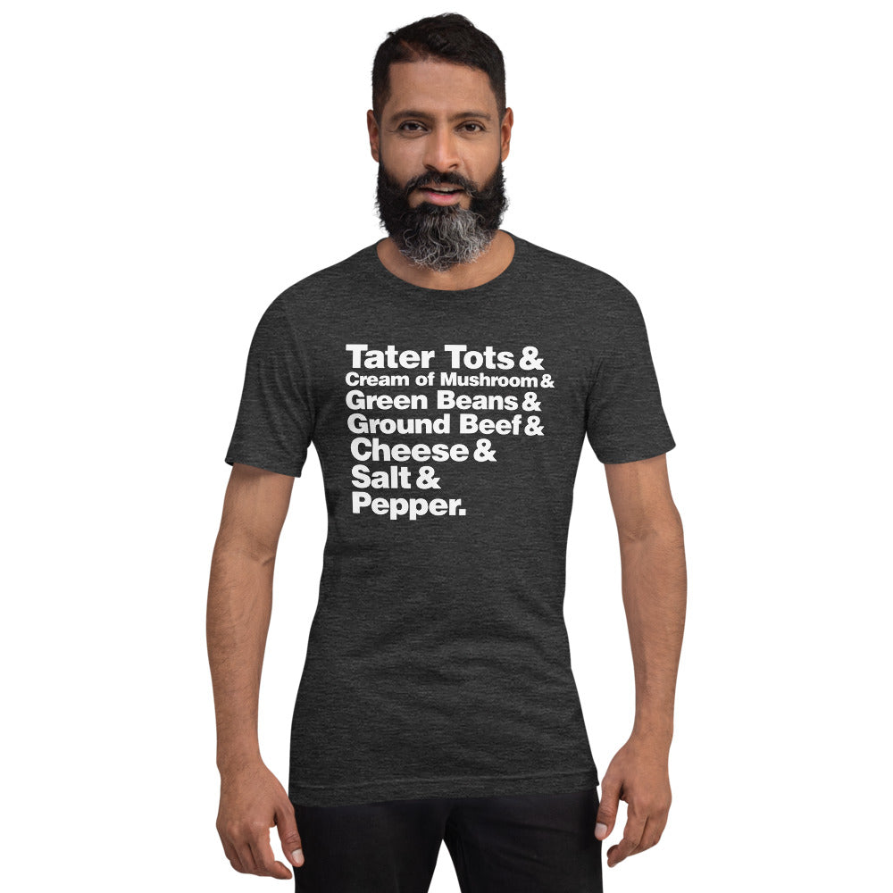 Hotdish Ingredients Recipe Ampersand Design Unisex T-Shirt - Hotdish Recipe Minnesota Shirt - Ope Life