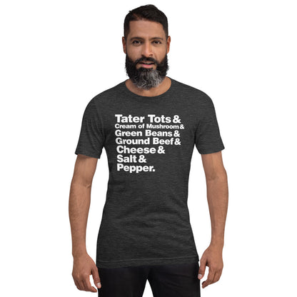 Hotdish Ingredients Recipe Ampersand Design Unisex T-Shirt - Hotdish Recipe Minnesota Shirt - Ope Life