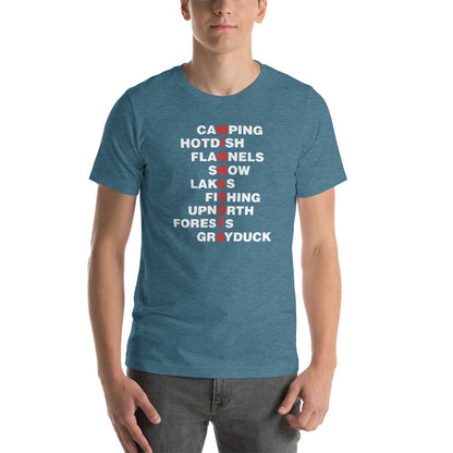 Outdoorsy Minnesota Wordplay Unisex T-Shirt - Heather Deep Teal / S - Ope Life