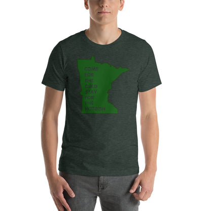 Come For The Cold Stay For The Hotdish Minnesota Unisex T-Shirt - Heather Forest / S - Ope Life