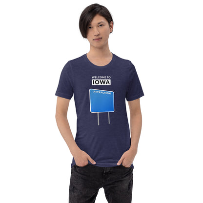 Welcome To Iowa - Blank Attractions Sign - Unisex T-Shirt - Ope Life