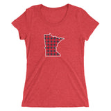 Women's Red Flannel (Buffalo Check) Minnesota State Outline T-Shirt - Red Triblend / S - Ope Life